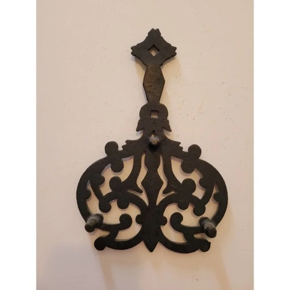 Antique Iron‎ Trivet Pot Stand Scroll with Star Handle Wall Décor Kitchen Décor